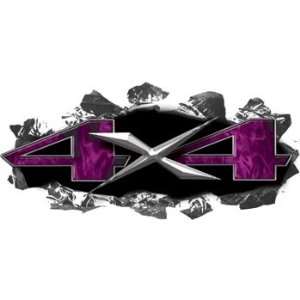  Ripped / Torn Metal 4x4 Decals Inferno Purple Flames 