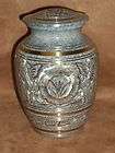 Gorgeous Green/Aqua Stone Engraved Solid Brass Urn~Small 5.5 ~ 40 lbs