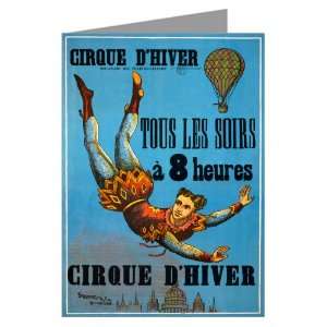  French circus poster shows an aerialist floating with arms 