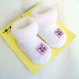 Goldbug, Baby, Fits 0 to 3 Months, White Slipper Socks with Pink Bunny