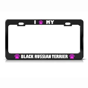  Black Russian Terrier Paw Love Pet Dog Metal license plate 