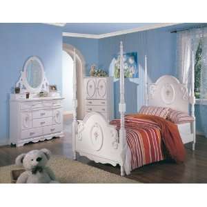   White Bedroom Set(Twin Bed, Nightstand, Dresser)