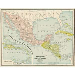  Cram 1883 Antique Map of Mexico, Cuba, Central America 