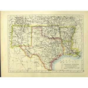   1912 Map Gulf Mexico America Oklahoma California Cuba