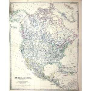  Johnston Antique Map C1877 North America Cuba Mexico 