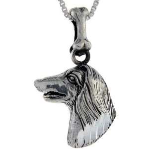  925 Sterling Silver Afghan Dog Pendant (w/ 18 Silver 