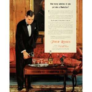  1939 Ad Four Roses Whiskey Manhattan Cocktail Recipe 