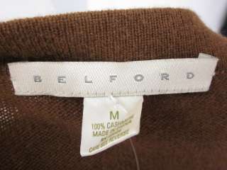 BELFORD Brown Cashmere Button Up Cardigan Sweater Sz M  