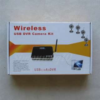 USB WIRELESS 4Channel Camera DVR Receiver Motion Detect  
