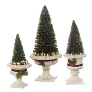 Set of 3 Artificial Frosted Christmas Trees in Terracotta 