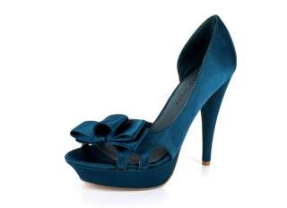   LAMIS 01 Satin Bow Platform Pumps. 4.5 inch heel, 1 inch platform