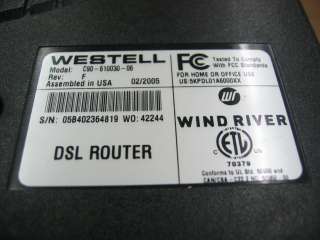 Westell Wind River C90 610030 06 DSL Router Modem  