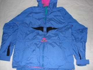   2pc Suit Blue Jacket & Full Zip Pants Nylon Wind Snow Ladies, L  