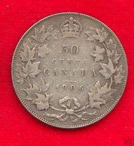 104) CANADA 1906 50 CENTS KING EDWARD VII FINE+  