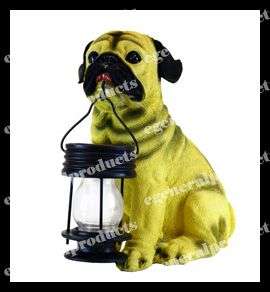Garden Outdoor Pug Dog With Lantern Solar Lighting  