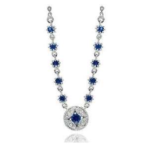  Luxe Deco Style Diamond 14k Blue Sapphire Fireburst 