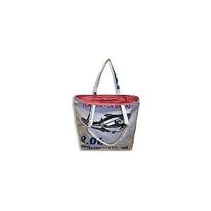   Peppy Tote, White w/Cherry, (Recycled Rice/feed Bags) 