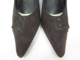 RICHARD TYLER Brown Suede Button Detail Pumps Shoes 8.5  