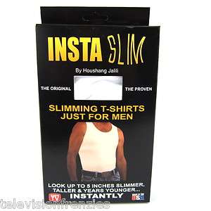 InstaSlim Mens Slimming Tank Top Undershirt WHITE OR BLACK As Seen on 