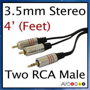 ft Y ADAPTER CABLE 3.5mm Mini Stereo to 2 Male RCA Android/iPhone iPad 