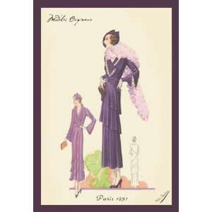  Modern Violet Dress with Boa 20x30 poster