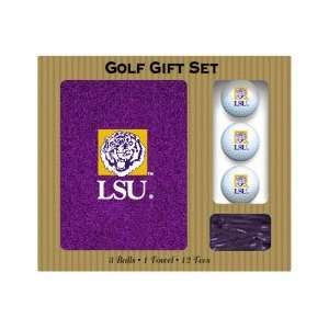  Louisiana State Tigers Embroidered Towel, 3 balls and 12 tees gift 