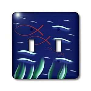   fish family symbol in a pond abstract   Light Switch Covers   double