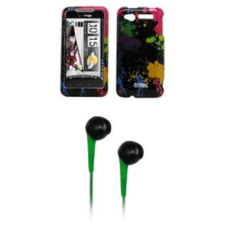 for HTC Merge Paint Drop Case Cover+Green Headphones 886571116254 
