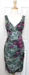 Cute NANETTE LEPORE Floral Print Silk Embroidered Pencil Dress 0 XS 