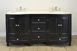 NEW 55 Solid Wood Cabinet Bathroom Double Ivory Sinks Vanity Granite 