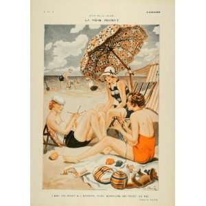  1931 Georges Pavis Art Deco Beach Swimsuit French Print 