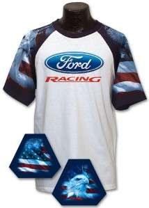 Ford Racing Deluxe American Flag Licensed Tshirt 7041  