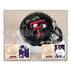 Wes Welker Autographed Mini Helmet   Sammy Morris Texas Tech