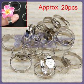 20X Silver Tone Adjustable Flat Ring 8mm Jewelry Making  