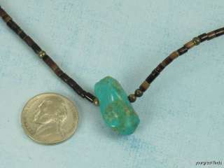 VINTAGE SOUTHWESTERN STERLING SILVER TURQUOISE BROWN HEISHI NECKLACE 