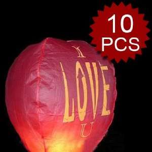 Price/10 PCS)I Love You Sky Lanterns, Romantic Flying Lanterns 