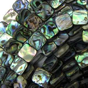  4x12mm abalone shell flat square beads 16 strand