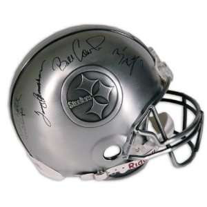 Pittsburgh Steelers Autographed Pewter Pro Line Helmet  QBs Coaches  4 