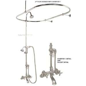  Nickel Shower System for Clawfoot Tubs w/ Oval Enclosure , Rod 