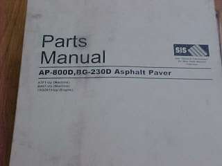 CATERPILLAR AP 800D,BG 230D ASPHALT PAVER PARTS MANUAL  