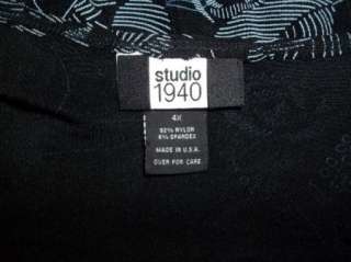 Black Blue Slinky Travel Knit STUDIO 1940 Layered Top Shirt sz 4X 