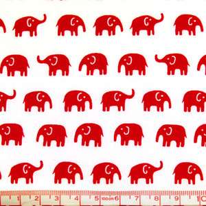 LITTLE RED ELEPHANT IN WHITE JAPANESE 100% COTTON CLOTH QUILTING 