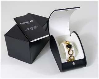   MOVADO ONO 88.A.1811 GOLD TONE DIAMOND WATCH WITH BOX & PAPERS  
