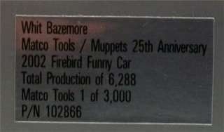 24 2002 WHIT BAZEMORE MATCO TOOLS / MUPPETS FUNNY CAR  
