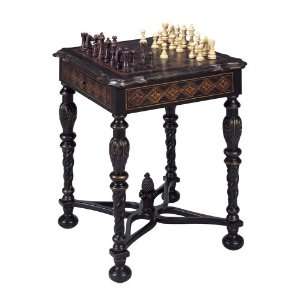  Traditional Black Game Table with Game Pieces