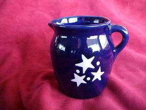 Hermitage Pottery Cobalt Blue Syrup Pitcher with Stars  