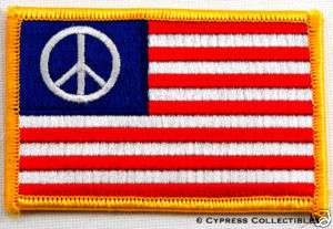 AMERICAN FLAG iron on PATCH PEACE SIGN ANTI WAR PROTEST  