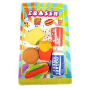  Japanese Fun 6 Piece Soda & Lunch Erasers Toys & Games