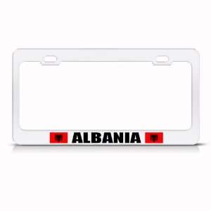 Albania Albanian Flag White Country Metal License Plate Frame Tag 