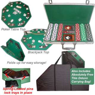 300 11.5g Poker Chips, Aluminum Case & POKER TABLE TOP  